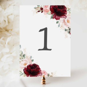 Bourgogne Blush Roze Bloemen Huwelijk Vrijgezellen Kaart