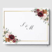 Bourgogne Blush Rust Sinaasappel Bloemen Groen Bru Gastenboek (Achterkant)