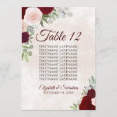 Bourgogne Blush Trouwstoel Grafiek Tafelnummer (Voorkant)