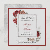 Bourgogne, Blush, witte rozen sparen de Datum Kaart (Voorkant / Achterkant)