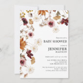 Bourgogne Boho Fall Floral Baby shower Invitation (Devant)