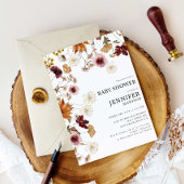 Bourgogne Boho Fall Floral Baby shower Invitation