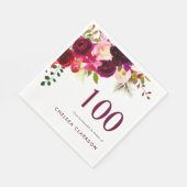 Bourgogne Boho Floral 100e verjaardag Servet (Hoek)