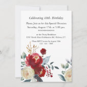 Bourgogne Boho Floral, ,40e Verjaardag Kaart (Voorkant)