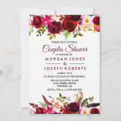 Bourgogne Boho Floral Couples Douche Invitation (Devant)