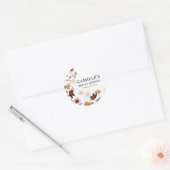 Bourgogne Boho Herfst Bloemen Ronde Sticker (Envelop)