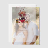 Bourgogne Boho Roos Pampas Lemon Tea Wedding Vellum Uitnodigingen (Offset (Koppel))