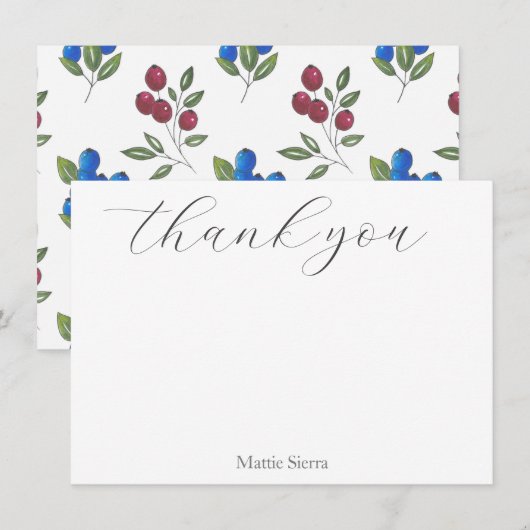 Bourgogne & Bosbessen Patroon Bedankkaart (Voorkant / Achterkant)