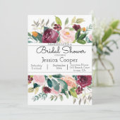 Bourgogne Bouquet Invitation de la douche nuptiale (Debout devant)