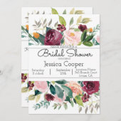 Bourgogne Bouquet Invitation de la douche nuptiale (Devant / Derrière)