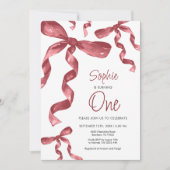 Bourgogne Bow 1er anniversaire Invitation (Devant)