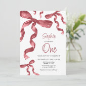 Bourgogne Bow 1er anniversaire Invitation (Debout devant)