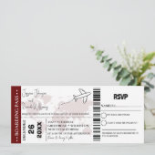 Bourgogne bruiloft uitnodiging Boarding pass ticke (Staand voorkant)