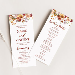 Bourgogne Bruin Beige Bloemen Bruiloft Programma