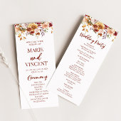 Bourgogne Bruin Beige Bloemen Bruiloft Programma