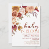 Bourgogne Bruin Bloemen Baby in Bloom Baby shower Kaart (Voorkant)