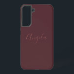 Bourgogne brûlée avec nom ou jeu de monogrammes<br><div class="desc">Ce boîtier de téléphone comporte un nom pâle,  un ensemble de monogrammes ou des initiales dans une police de style scripté fleurie sur un arrière - plan bordeaux brûlé.</div>