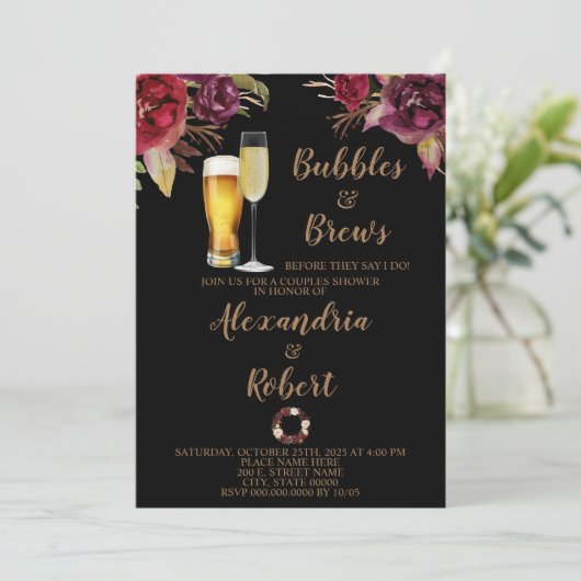 Bourgogne | Bubbles & Brews Couples Weduwen Kaart (Staand voorkant)