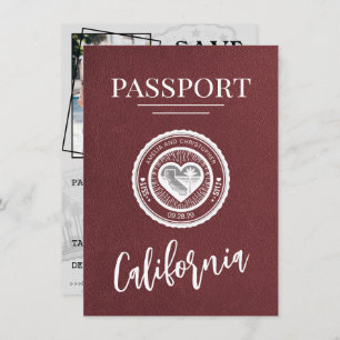 Bourgogne California Passport Bewaar de datum Save The Date
