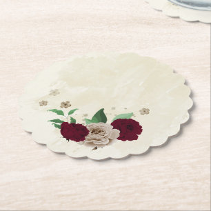 Bourgogne champagne bloemen bruiloft kartonnen onderzetters
