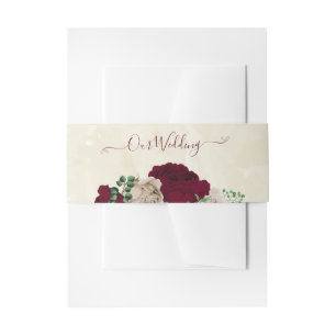Bourgogne champagne bloemen bruiloft uitnodigingen wikkel