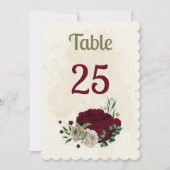 Bourgogne champagne bloemen tafel nummer kaart (Voorkant)