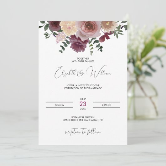 Bourgogne & Champagne Boho Rustique Faire-part de  (Debout devant)