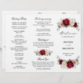 Bourgogne Champagne Ivory Mauve Wedding Programme (Devant / Derrière)