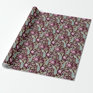 Bourgogne Chinoiserie pauw bloemendecoupage Cadeaupapier