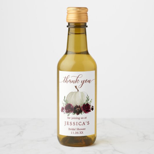 Bourgogne Citrouille Automne Mini Étiquette boutei (Devant)