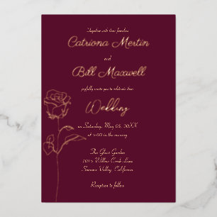 Bourgogne classique et Faire-part de mariage Rose 