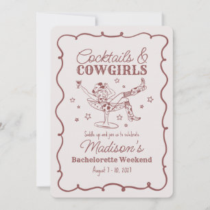 Bourgogne Cocktail en Cowgirls Bash Bachelorette Kaart