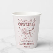 Bourgogne Cocktails Cowgirls Rodeo Bachelorette Papieren Bekers (Achterkant)