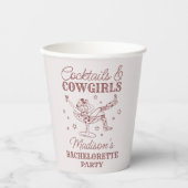 Bourgogne Cocktails Cowgirls Rodeo Bachelorette Papieren Bekers (Voorkant)