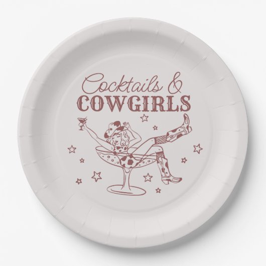 Bourgogne Cocktails Cowgirls Verjaardag Bacheloret Papieren Bordje (Voorkant)