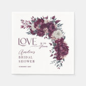 Bourgogne Cream Flowers Love in Bloom Vrijgezellen Servet (Voorkant)