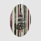 Bourgogne Cream Pine Green Stripes Kerstboom Ornament (voorkant)