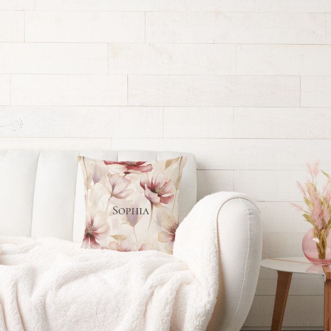 Bourgogne Cream Spring Flowers Kussen (Bank)