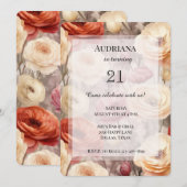 Bourgogne Cream Spring Flowers Verjaardag Kaart (Voorkant / Achterkant)