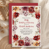 Bourgogne Cream Waterverf Bloemen 75e Verjaardag Kaart