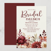 Bourgogne Crème Bloemen Bruids Brunch Kaart (Voorkant / Achterkant)
