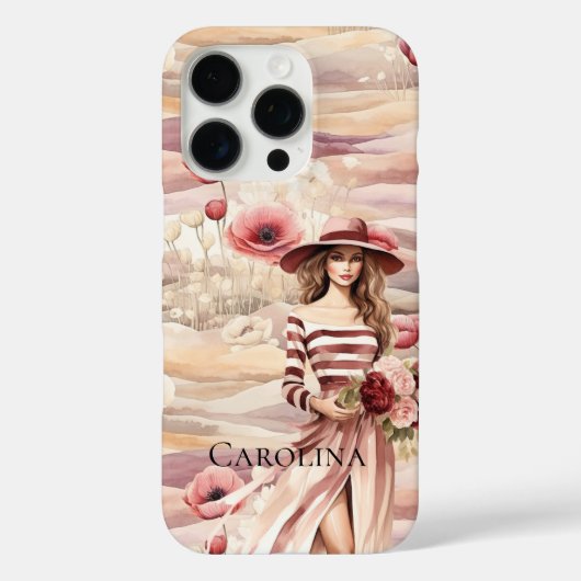Bourgogne Crème Bloemen Spring Woman Case-Mate iPhone Case (Achterkant)