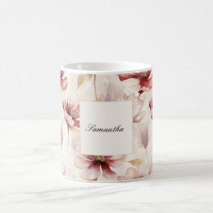 Bourgogne Crème Floral Koffiemok