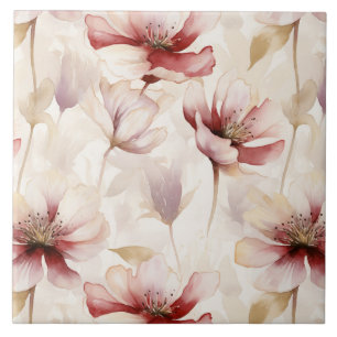 Bourgogne Crème Floral Tegeltje
