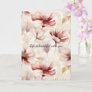 Bourgogne Crème Lavendel Bloemen Liefde Kaart