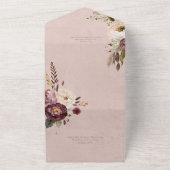 Bourgogne Crème & Roze Pioenroze QR Code All In One Uitnodiging (Buitenkant)