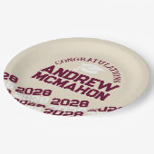 Bourgogne, crème & wit gepersonaliseerd Afstuderen Papieren Bordje (Gekanteld)