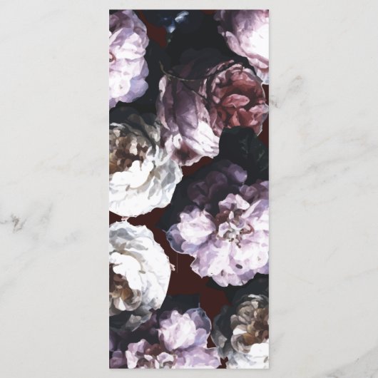 Bourgogne Custom Bloemen Bruiloft Menu (Achterkant)