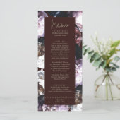 Bourgogne Custom Bloemen Bruiloft Menu (Staand voorkant)