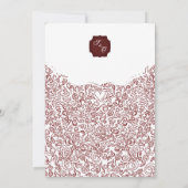 Bourgogne Damask Frame Faire-part de mariage (Dos)